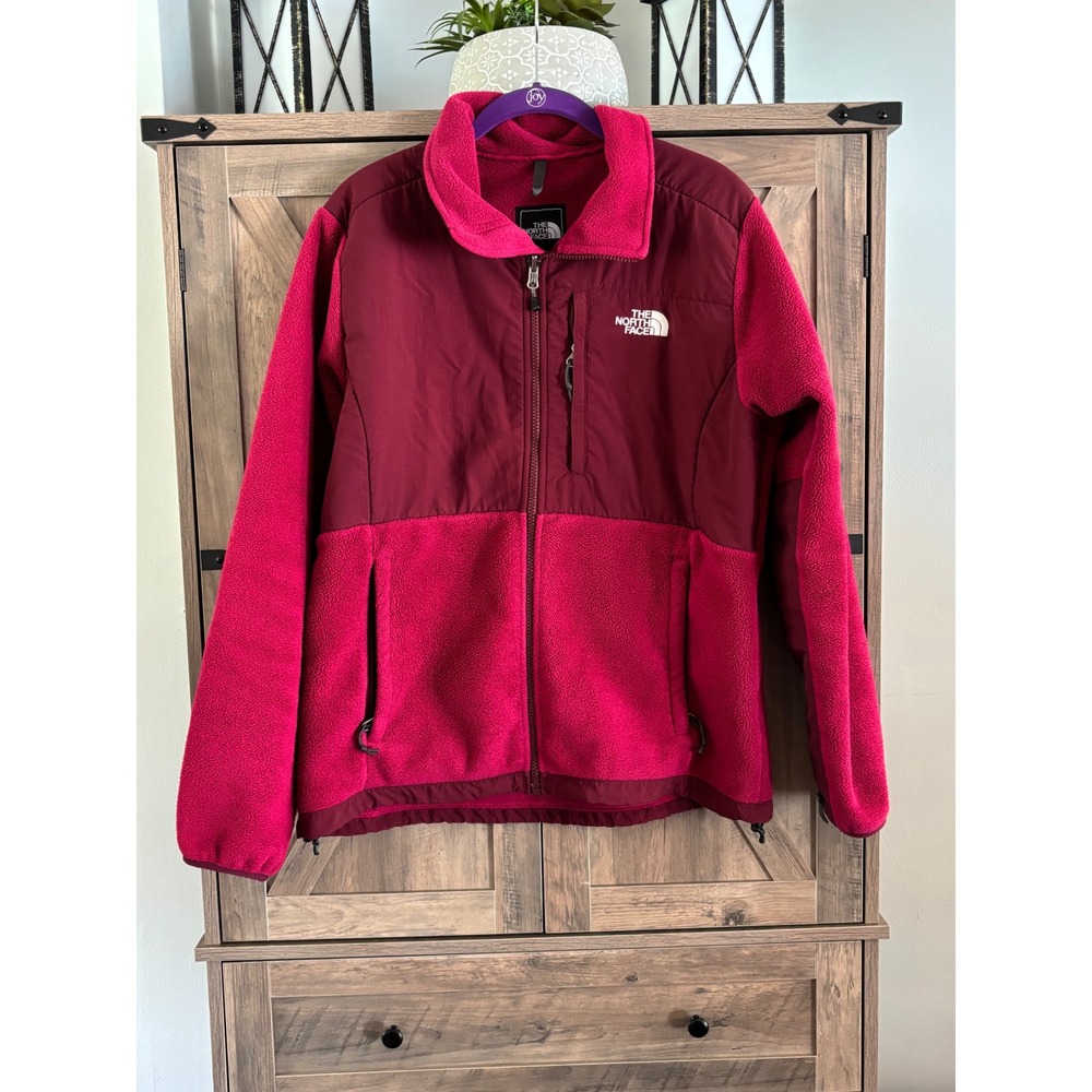 The North Face Denali Fleece Jacket Pink Burgundy Womens Large Full Zip Coat